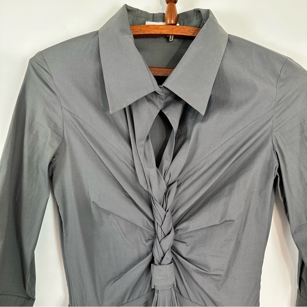 Celine Grey Cotton Blend Braided Detail Short Dress Size 34 EU 2 US - Picture 10 of 11
